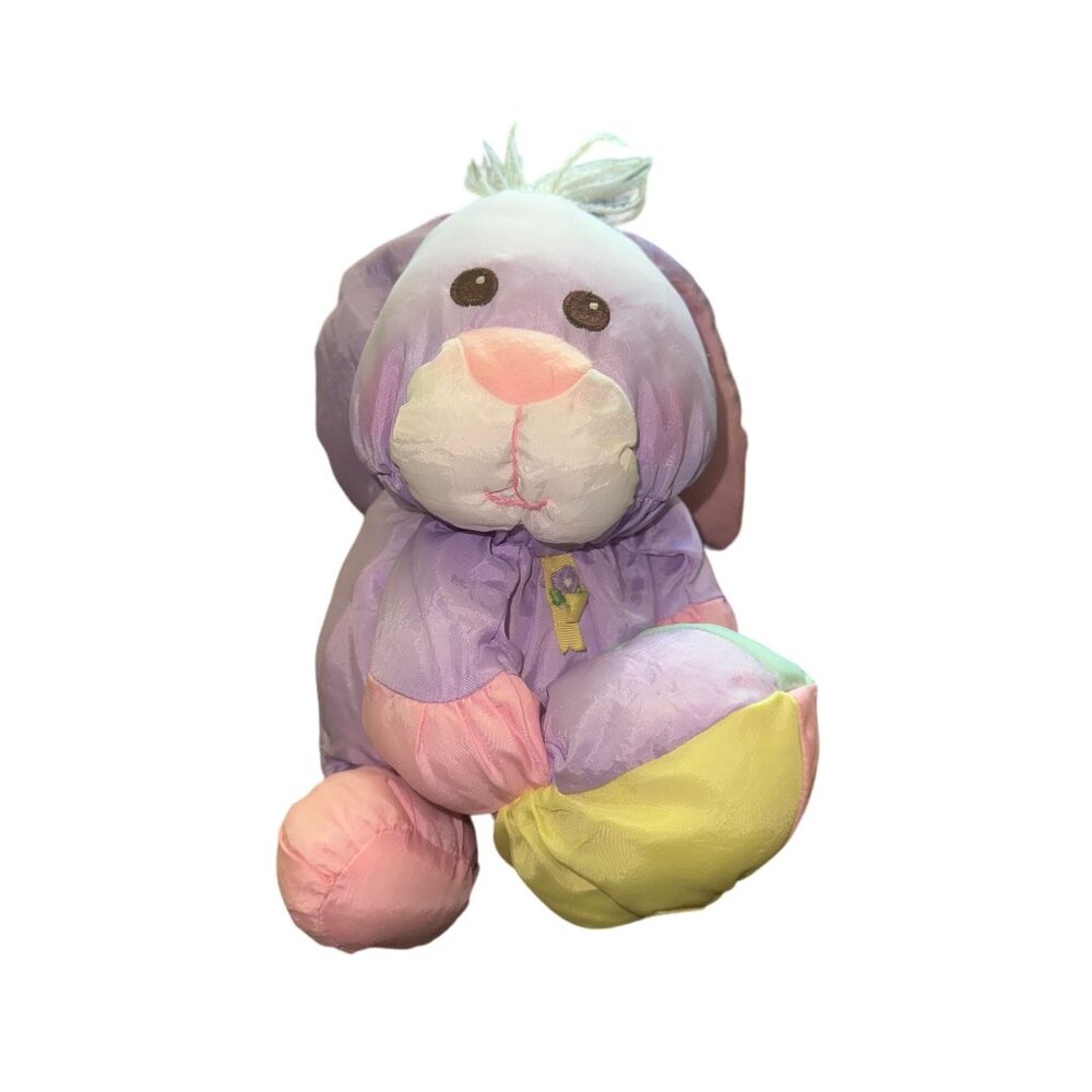 Vintage Pastel Plush Bunny Rabbit Toy puffalump‎ fisher price egg ball balloon